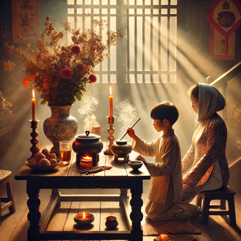 nước bao sái bàn thờ ngày Tết