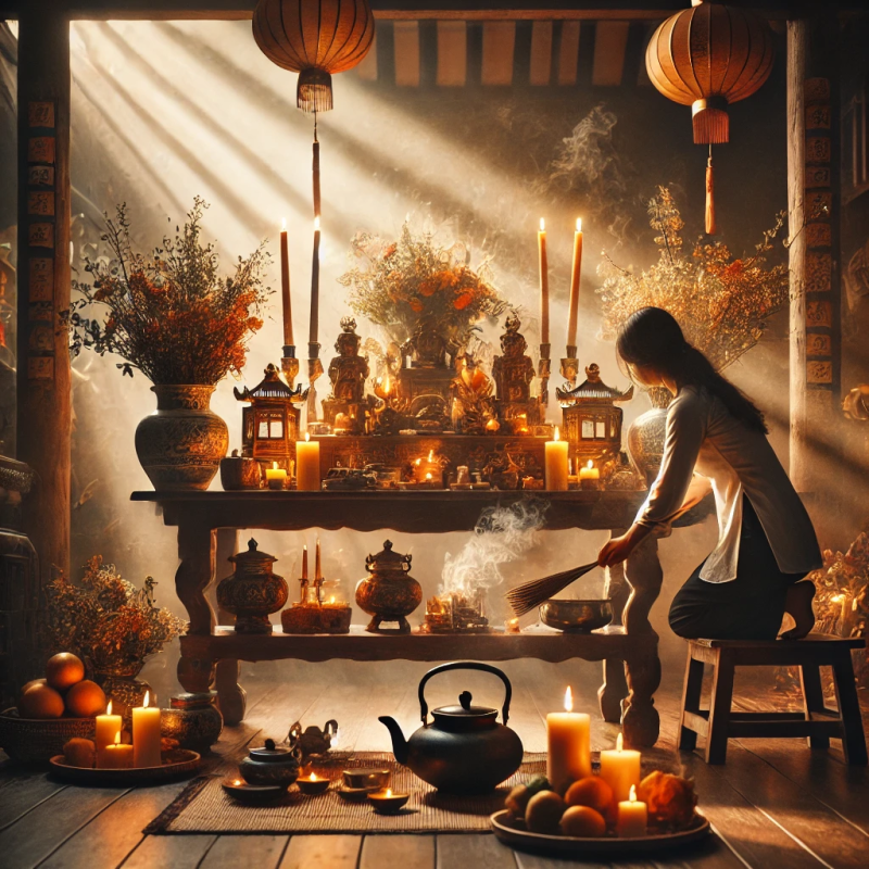 bao sái ban thờ đúng cách