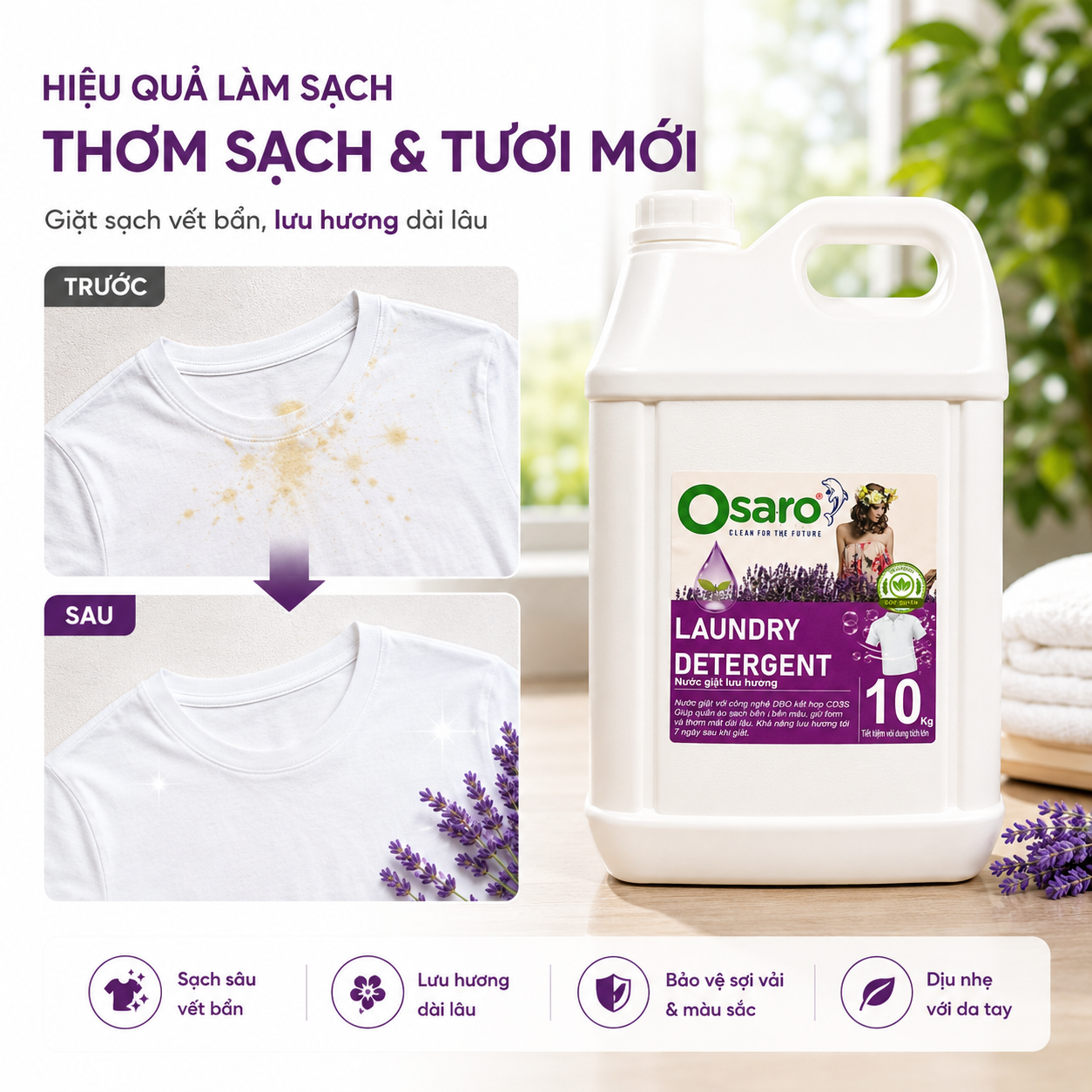Nước giặt lưu hương 10kg chuyên dụng